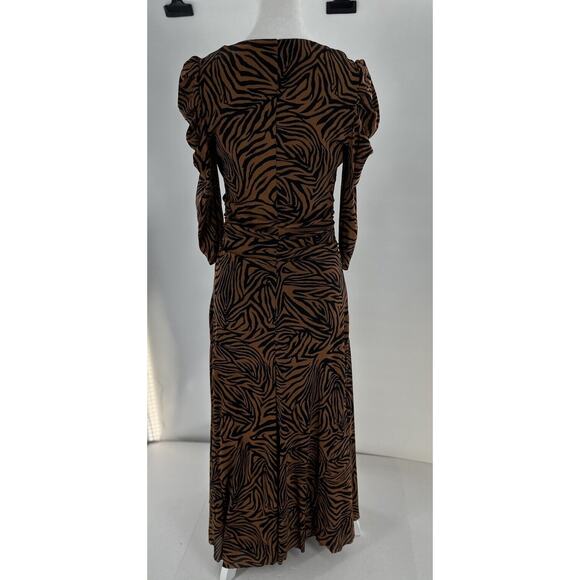 Diane Von Furstenberg Maxi Dress Sz M Animal Print Mesh Rouched Party Event - Picture 5 of 16